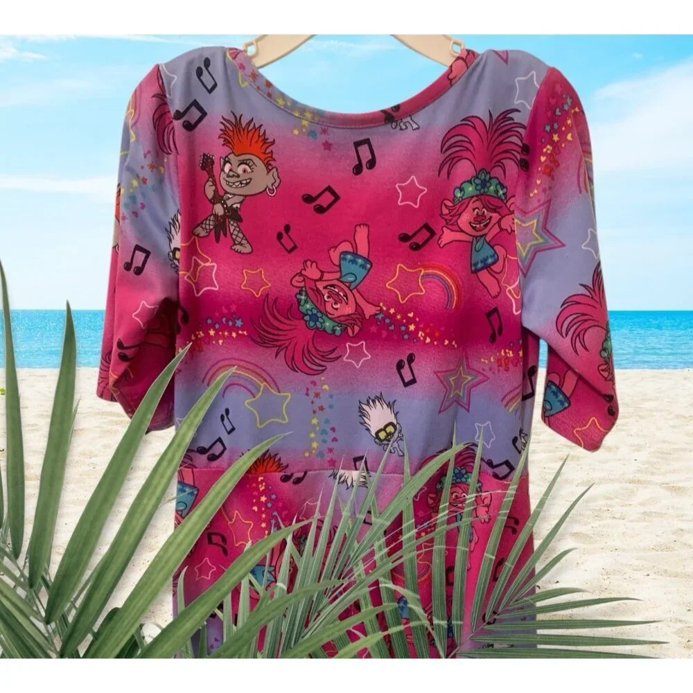 Trolls World Tour Girls Dress Size S/CH 6-6X Pink Short Sleeve